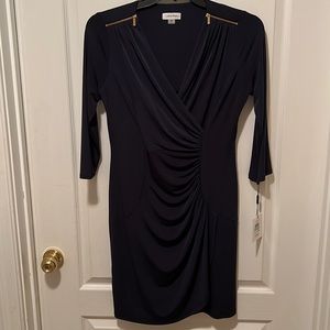 NWT Calvin Klein Navy Blue dress with ruched  waist line. Navy blue. Size 8.